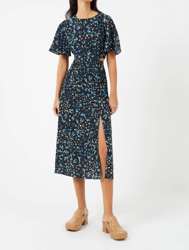 floral midi dressesShea Ferna Verona Midi Dress In Black Multi