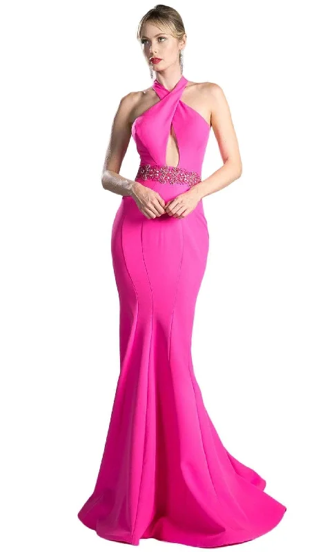 sweetheart-neck party dressesLadivine 11978 - Scuba Mermaid Dress Halter Neck Evening Gown