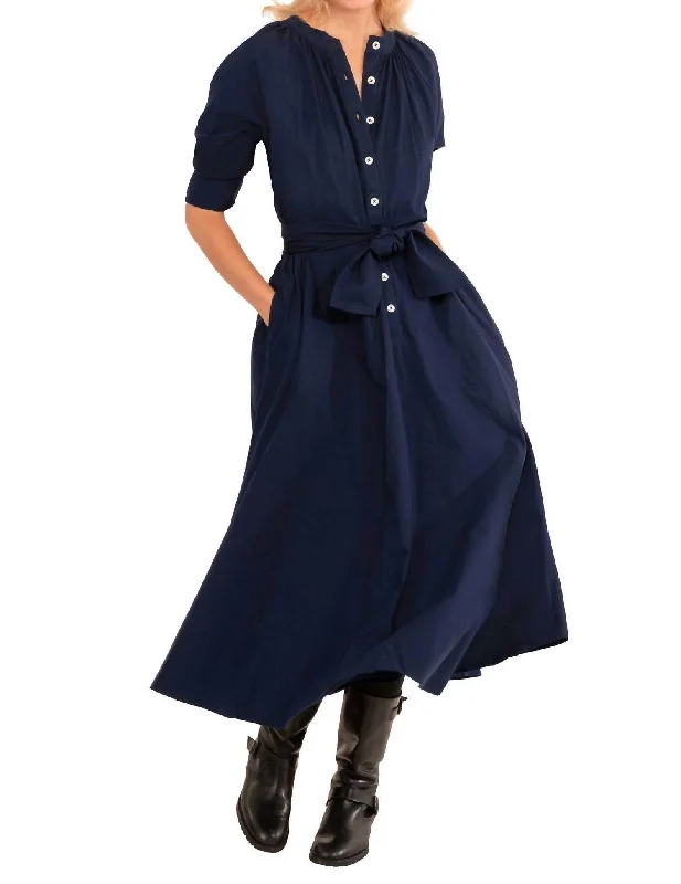 button-down midi dressesMartha Midi Dress In Navy