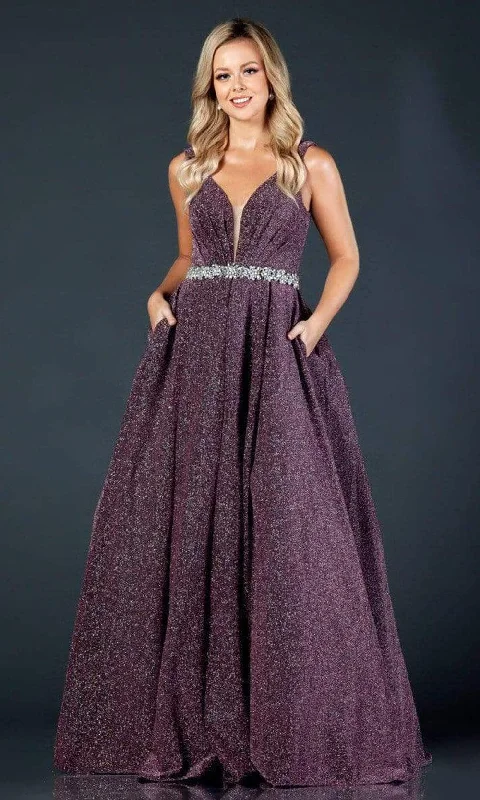 mother-of-the-bride party dressesTrevi Collection - L2395 Embellished Waist A-Line Evening Dress