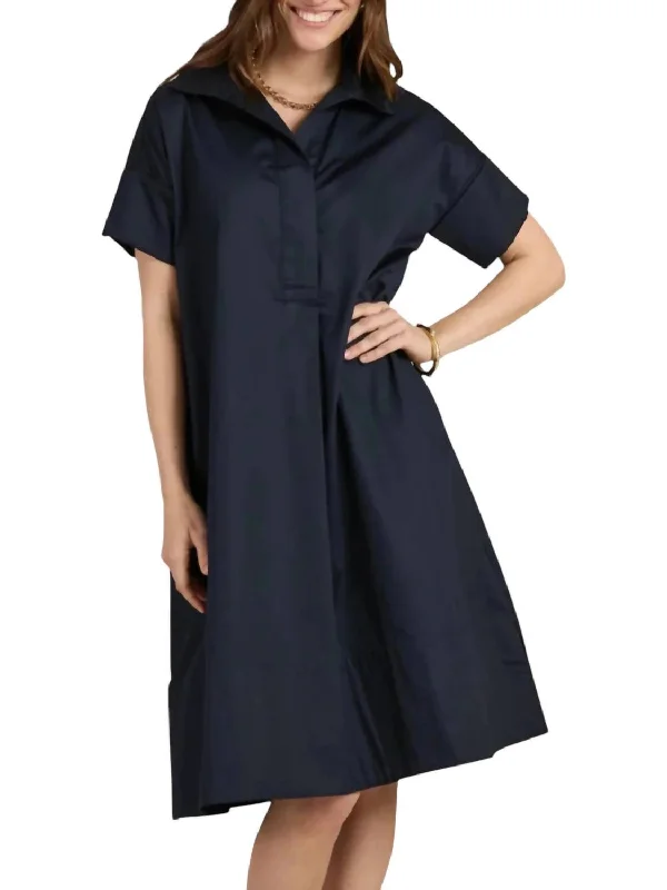 elegant midi dressesAddie Midi Shirt Dress In Navy