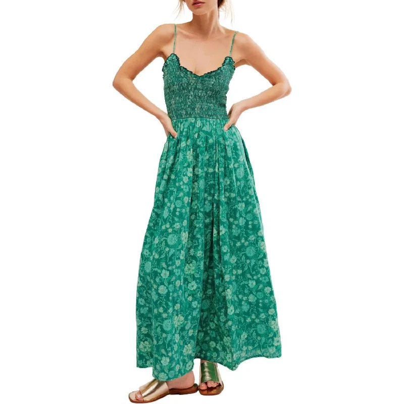 fitted midi dressesSweet Nothings Midi Dress In Forest Combo