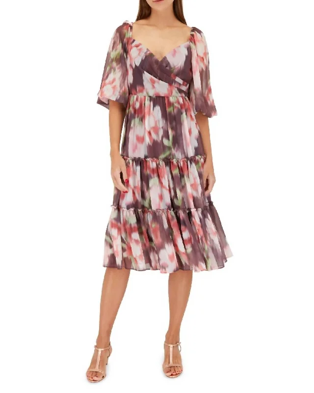 midi sheath dressesJamie Ikat Floral Print Midi Dress In Grape