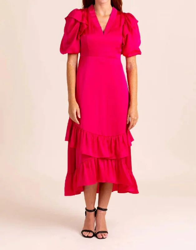 midi dresses made of silkBianca Midi Dress In Pink