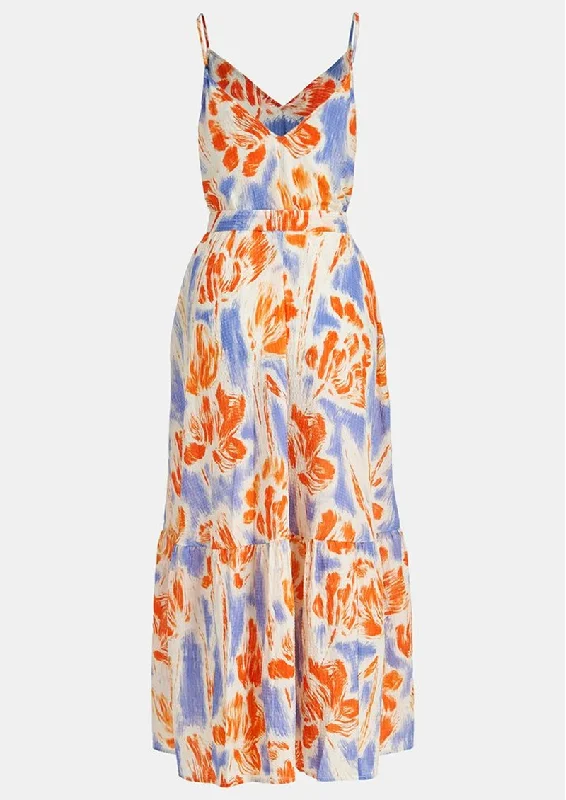 midi dresses with adjustable strapsEssentiel Antwerp Women's Demerald Belted Light Blue Orange Midi Dress