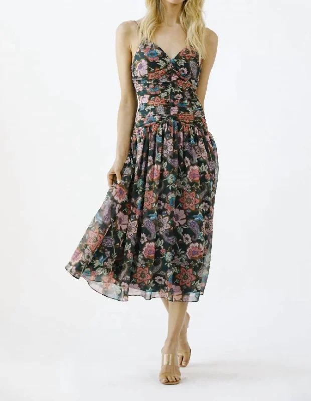 cotton midi dressesPaisley Bloom Midi Dress In Multi