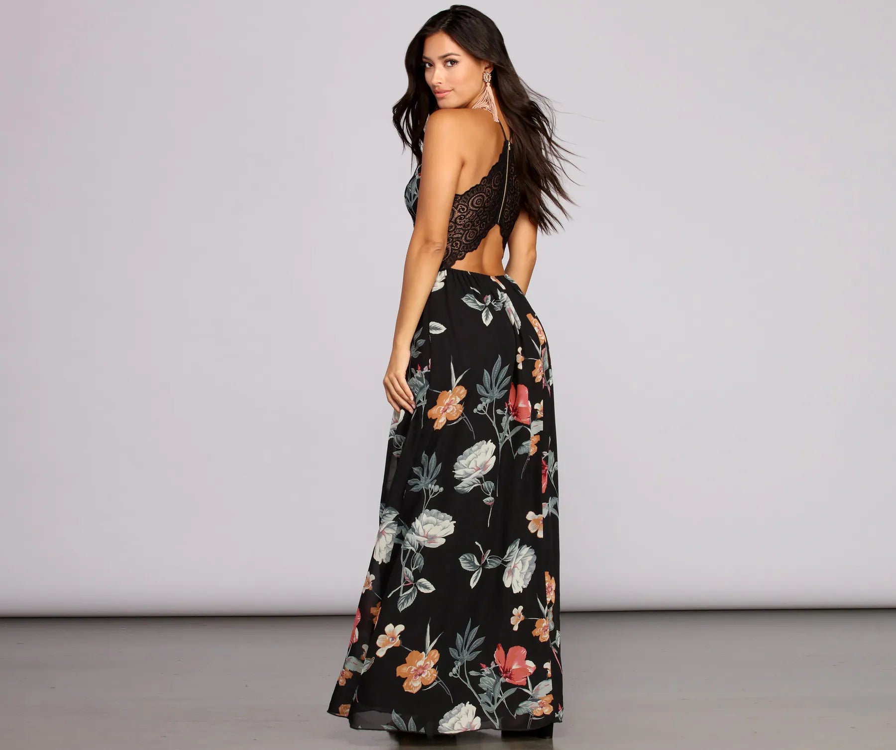 maxi dresses for winter (with tights)Flower Power Chiffon Maxi Dress