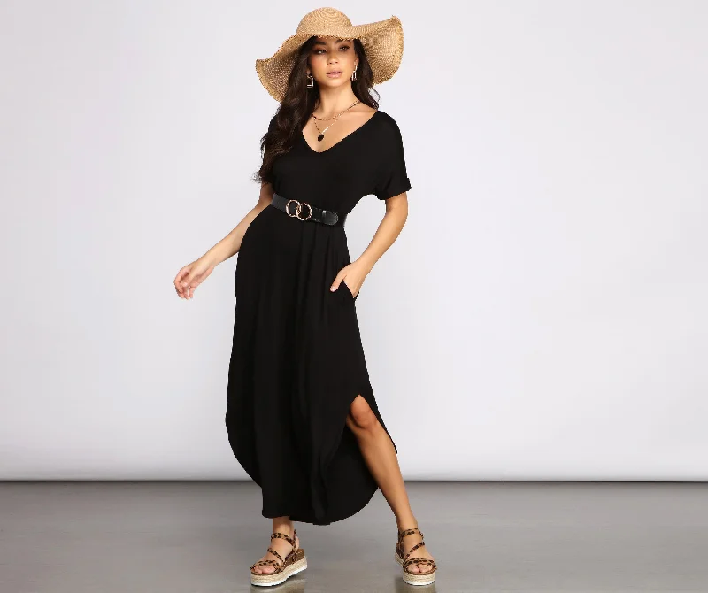 maxi dresses with cinched waistsA Casual-Chic Moment Maxi Dress