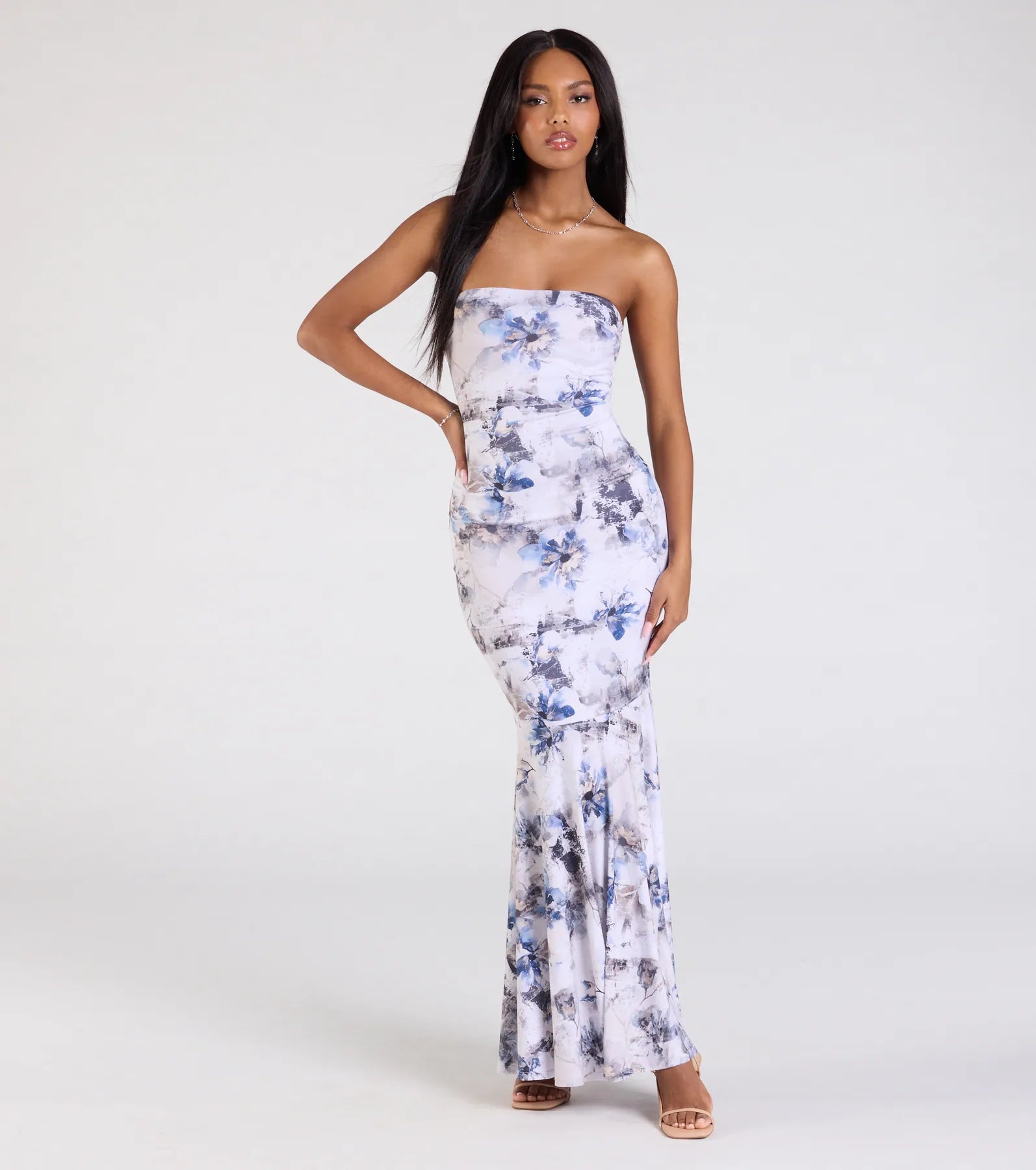 maxi dresses for officeExceptional Guest Strapless Lace-Up Floral Maxi Dress