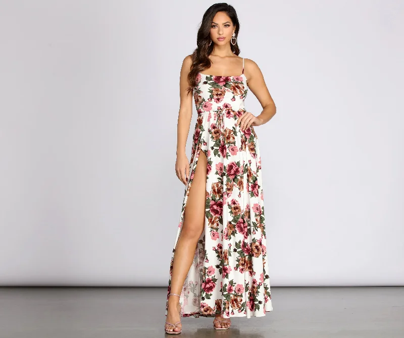 maxi dresses for weddingsFab In Floral Brushed Knit Maxi Dress