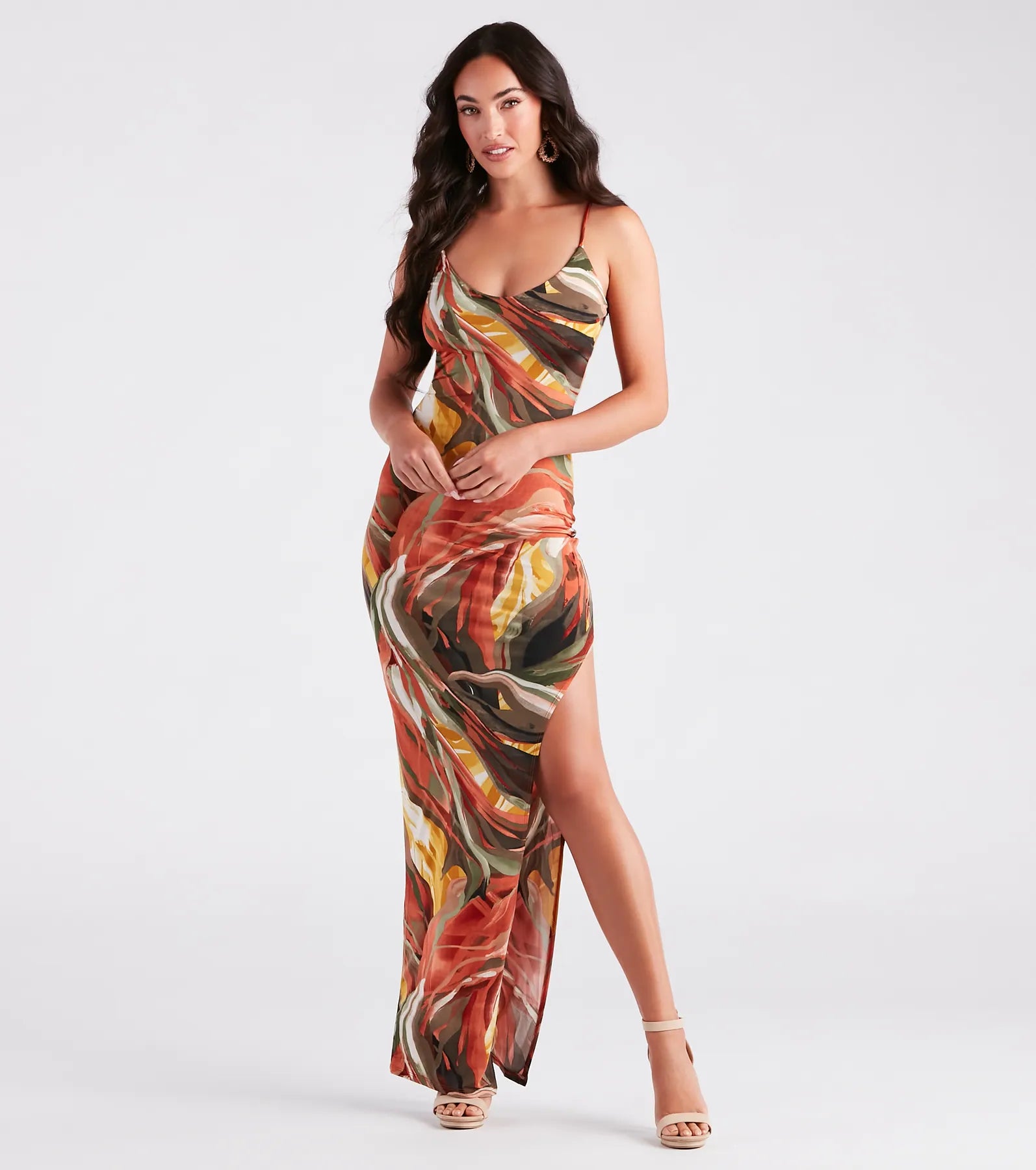 maxi dresses with rufflesElite Summer Style Marble Print Maxi Dress