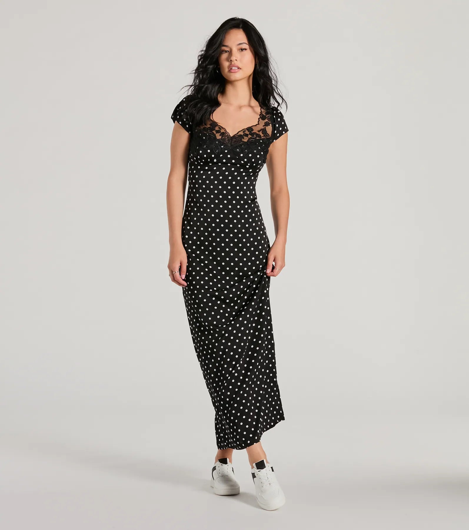 elegant maxi dressesWhimsical Cutie Butterfly Polka Dot Satin Maxi Dress