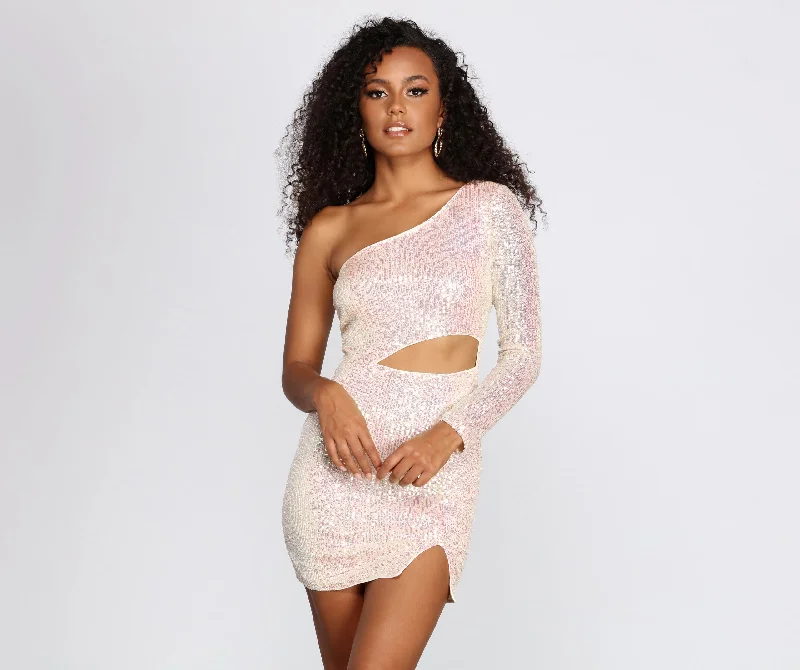 casual Mimi dresses onlineSequin One Shoulder Mini Dress