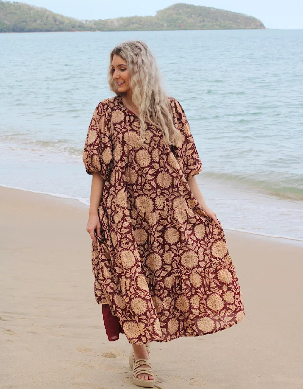 maxi dresses with low necklinesBurgundy Sunflower Neera Maxi