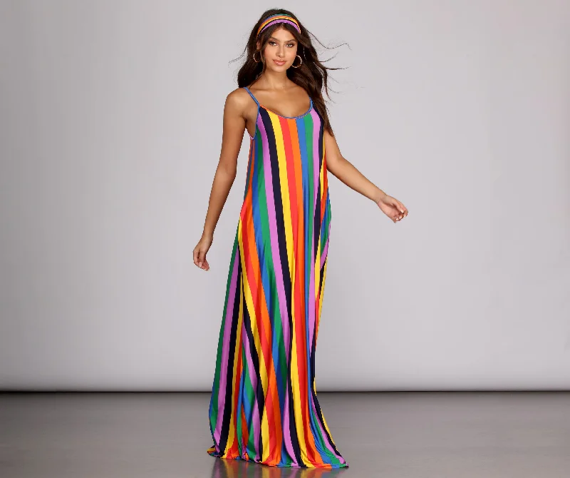 elegant maxi dressesRainbow Wave Maxi Dress