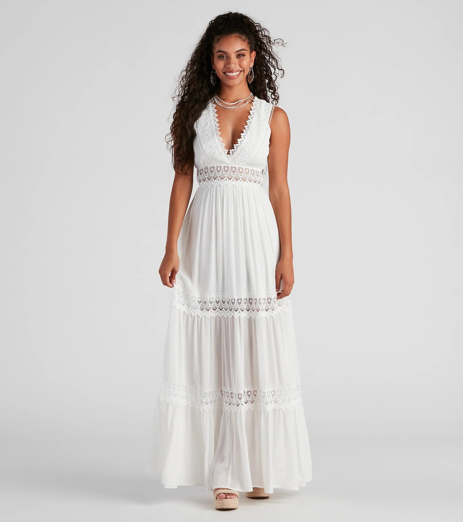 maxi dresses for active wear (with stretch fabric)Summer Frolic Crochet Maxi Dress