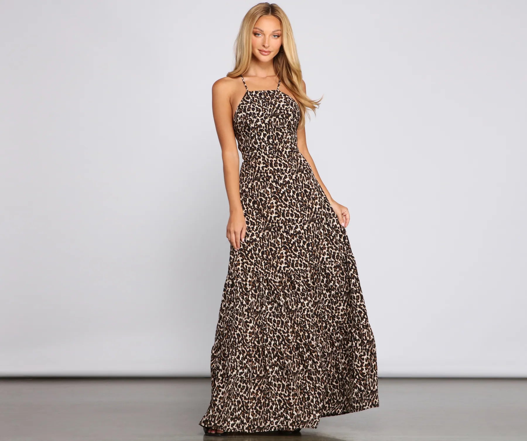 maxi dresses with short sleevesFiercely Stylish Lace-Up Leopard Maxi Dress