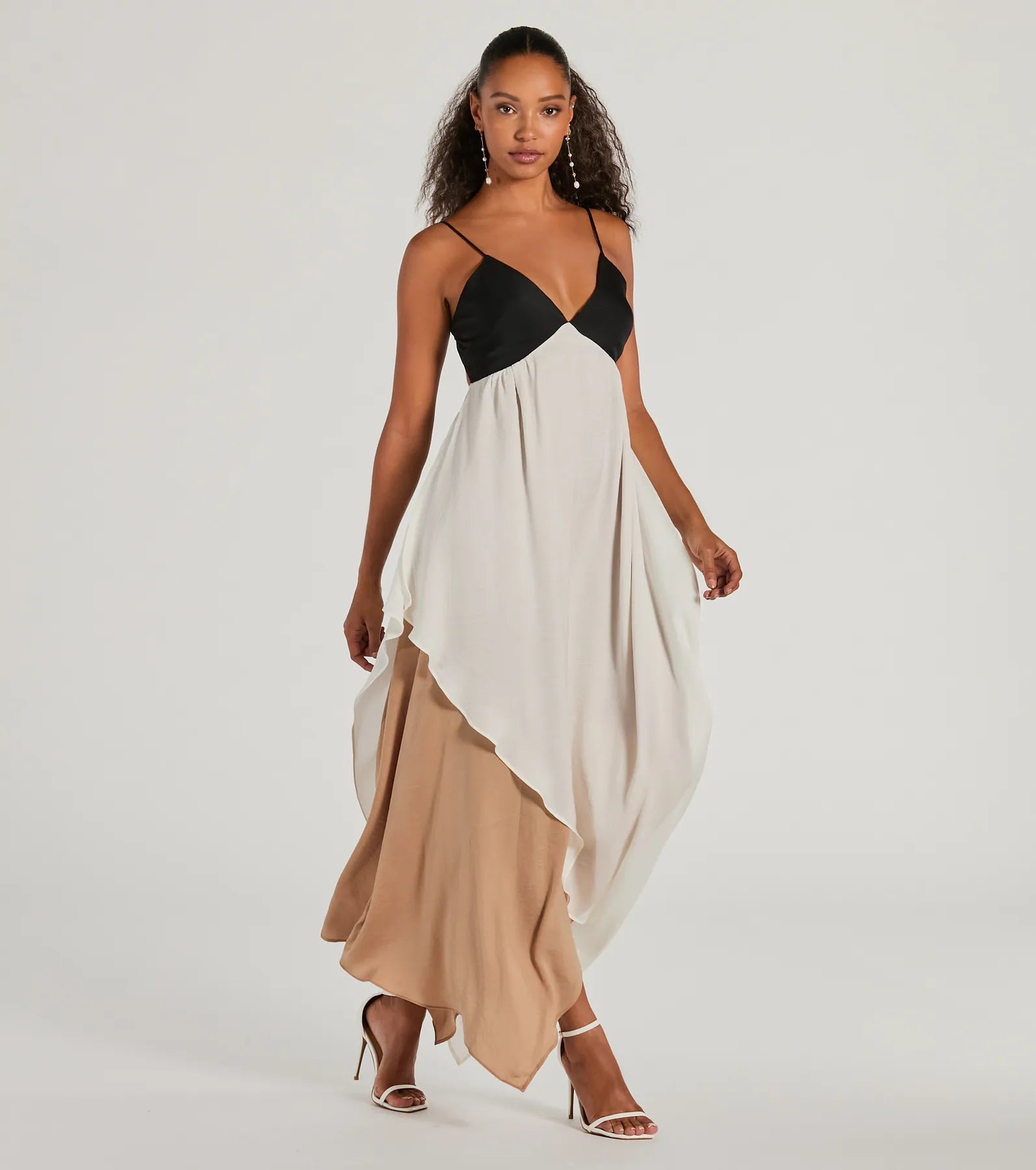 maxi dresses for cocktail partiesChic Passion V-Neck Color Block Maxi Dress