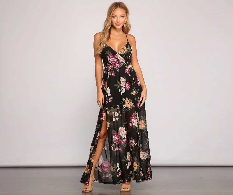 maxi dresses for tall womenPop Of Floral Mesh Maxi Dress