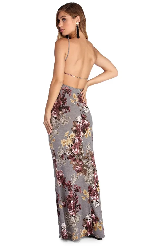 maxi dresses for destination weddingsFloral Frenzy Open Back Maxi