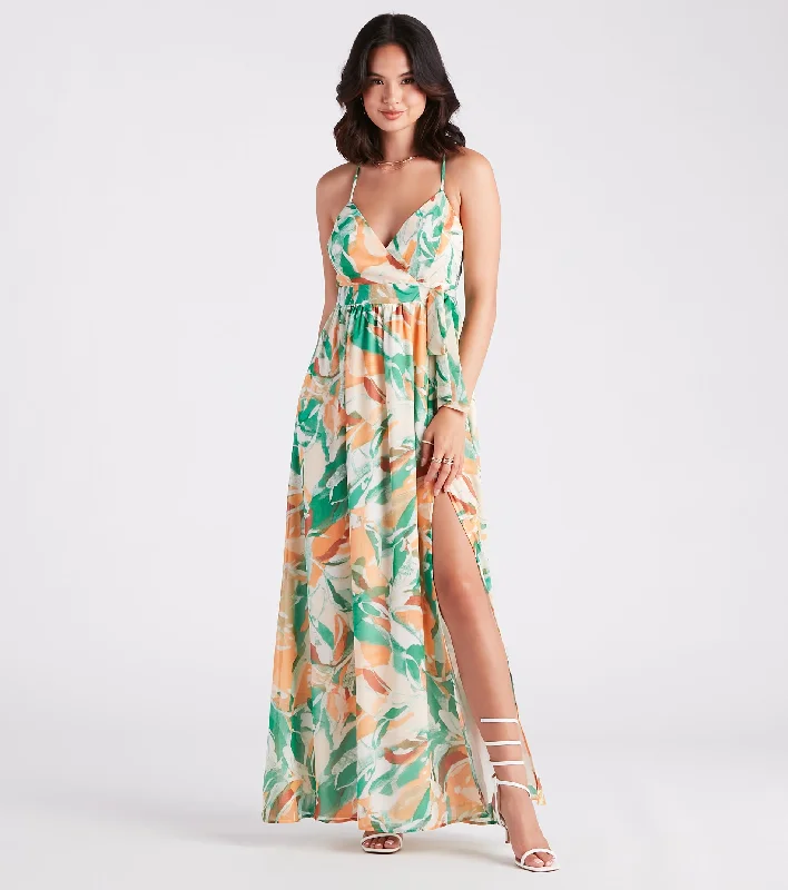 maxi dresses for cool weatherWanna Getaway Chiffon Geometric Print Maxi Dress