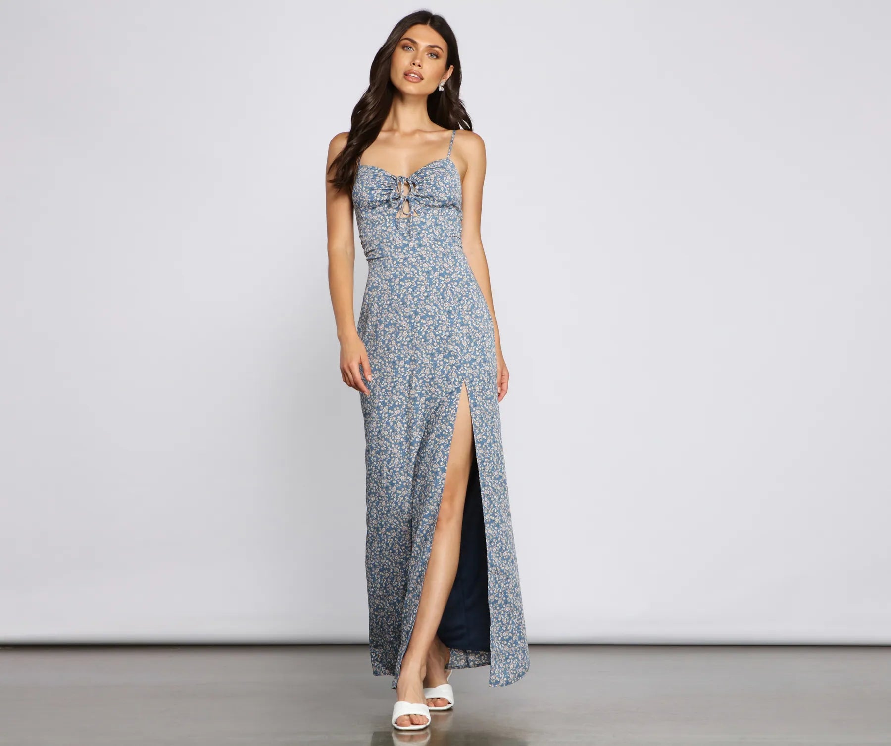 affordable maxi dressesFloral Dreams High-Slit Maxi Dress