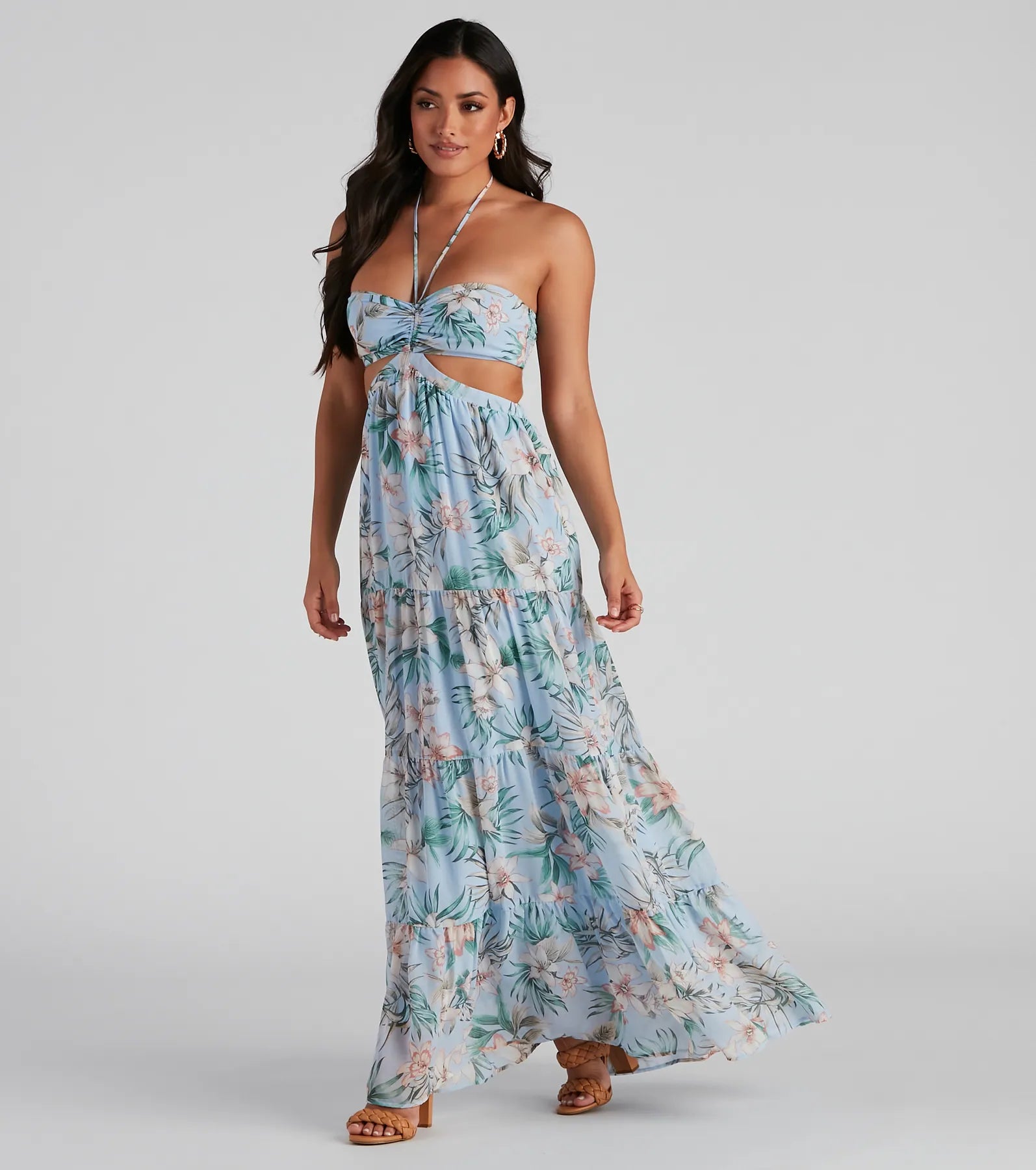 maxi dresses for casual FridaysBora Bora Floral Chiffon Maxi Dress