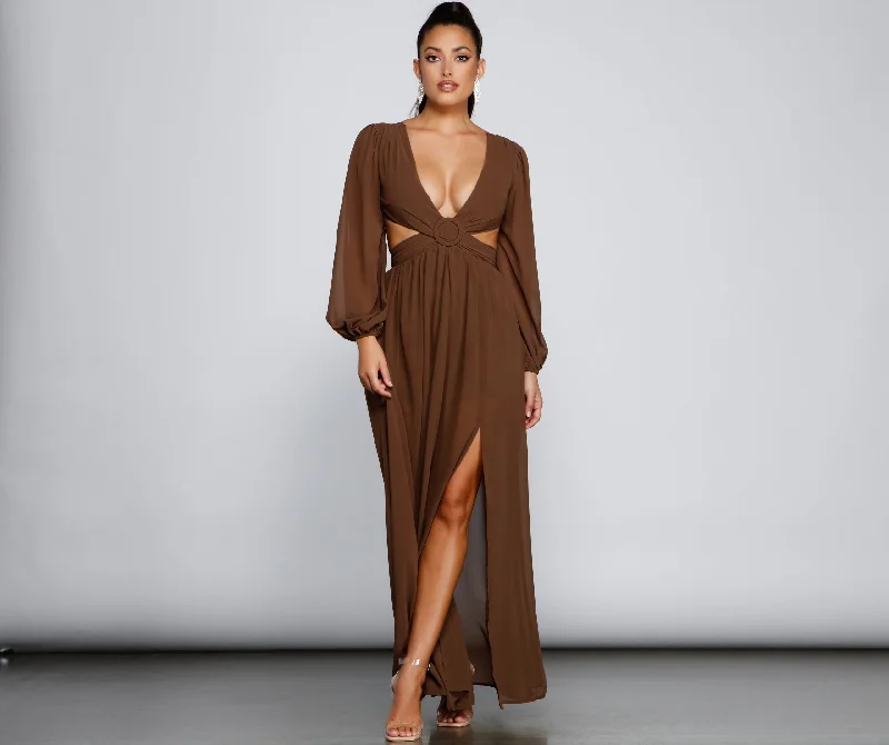 maxi dresses for casual strollsNew Heights Chiffon Cutout Maxi Dress