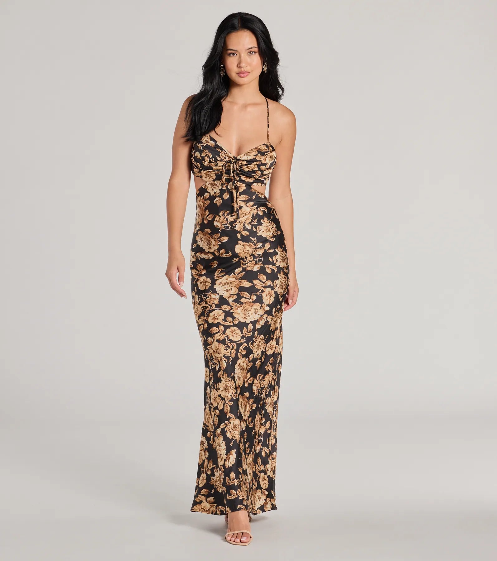 striped maxi dressesGorgeous Bloom Floral Satin Maxi Dress