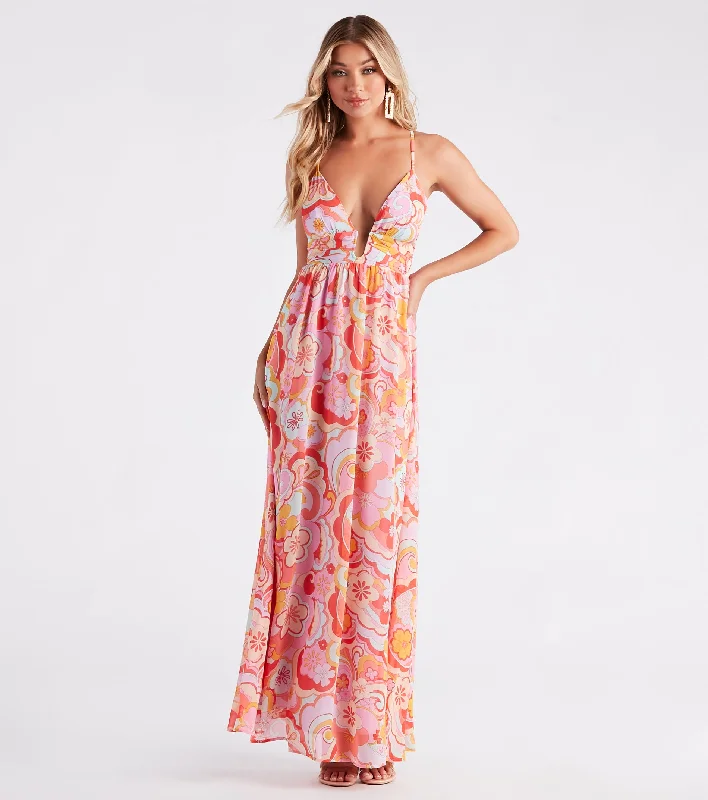 maxi dresses for winter (with tights)Electric Love Chiffon Floral Maxi Dress