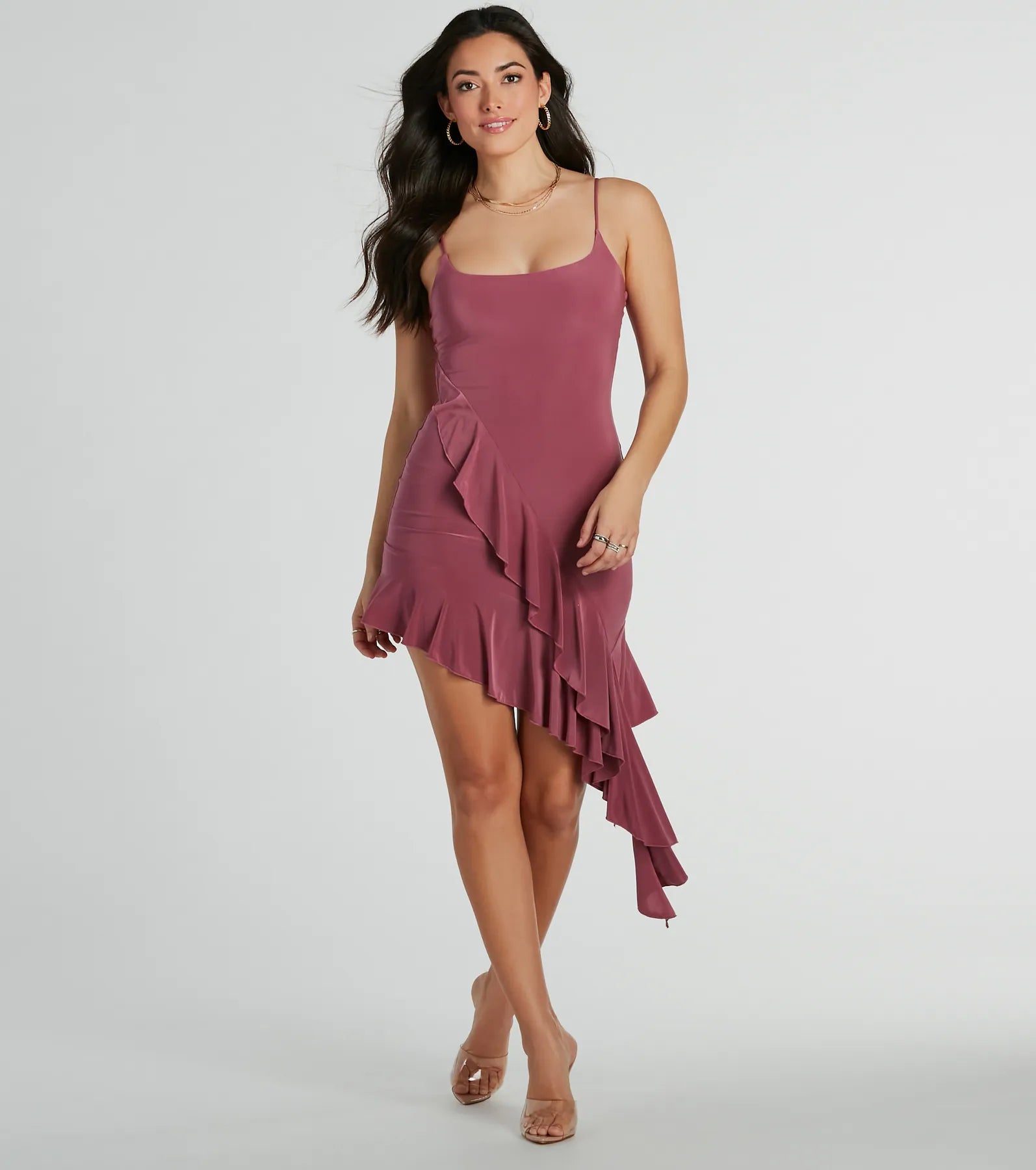 cute and flirty Mimi dresses for a playful touchCharmed Persona Scoop Neck Ruffled Mini Dress