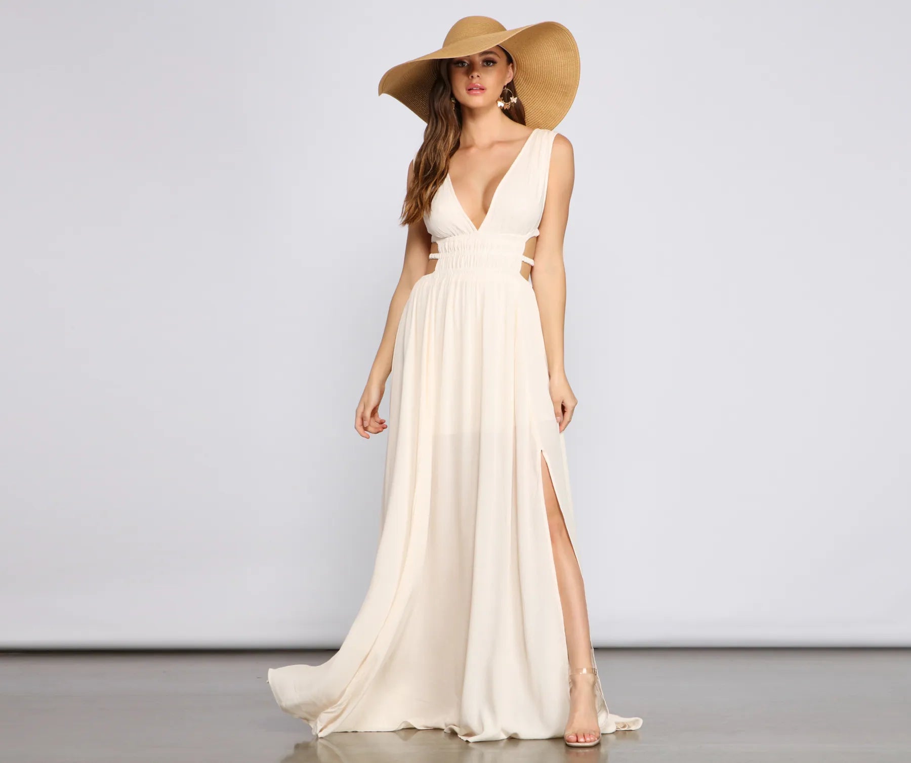 maxi dresses with pockets and sleevesStyle Icon Gauze Cutout Maxi Dress