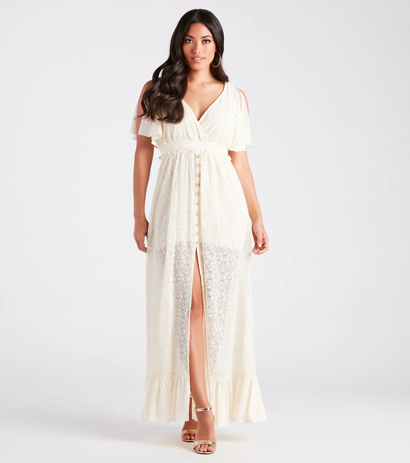 maxi dresses for destination weddingsShowcase Your Charm Sheer Lace Maxi Dress