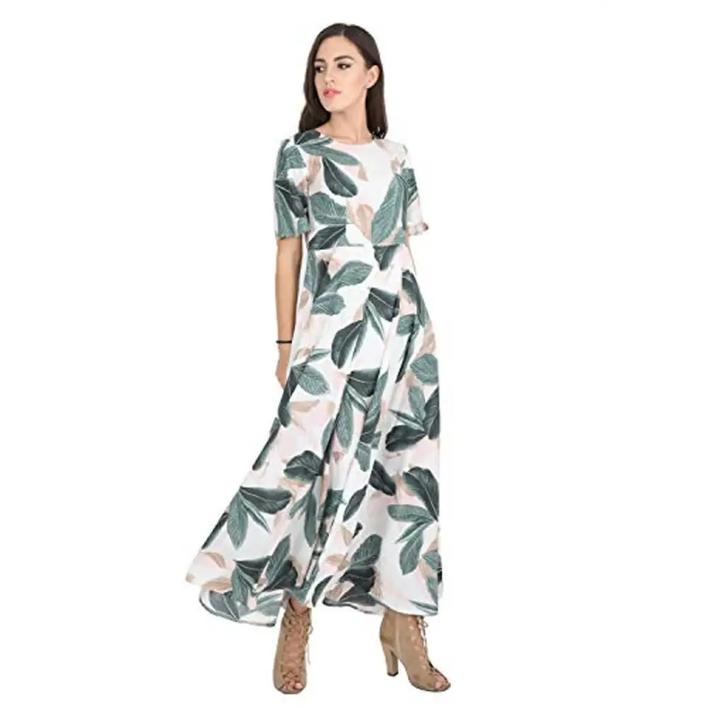 maxi dresses with flutter sleevesRUDRAKRITI Women's Maxi Dress