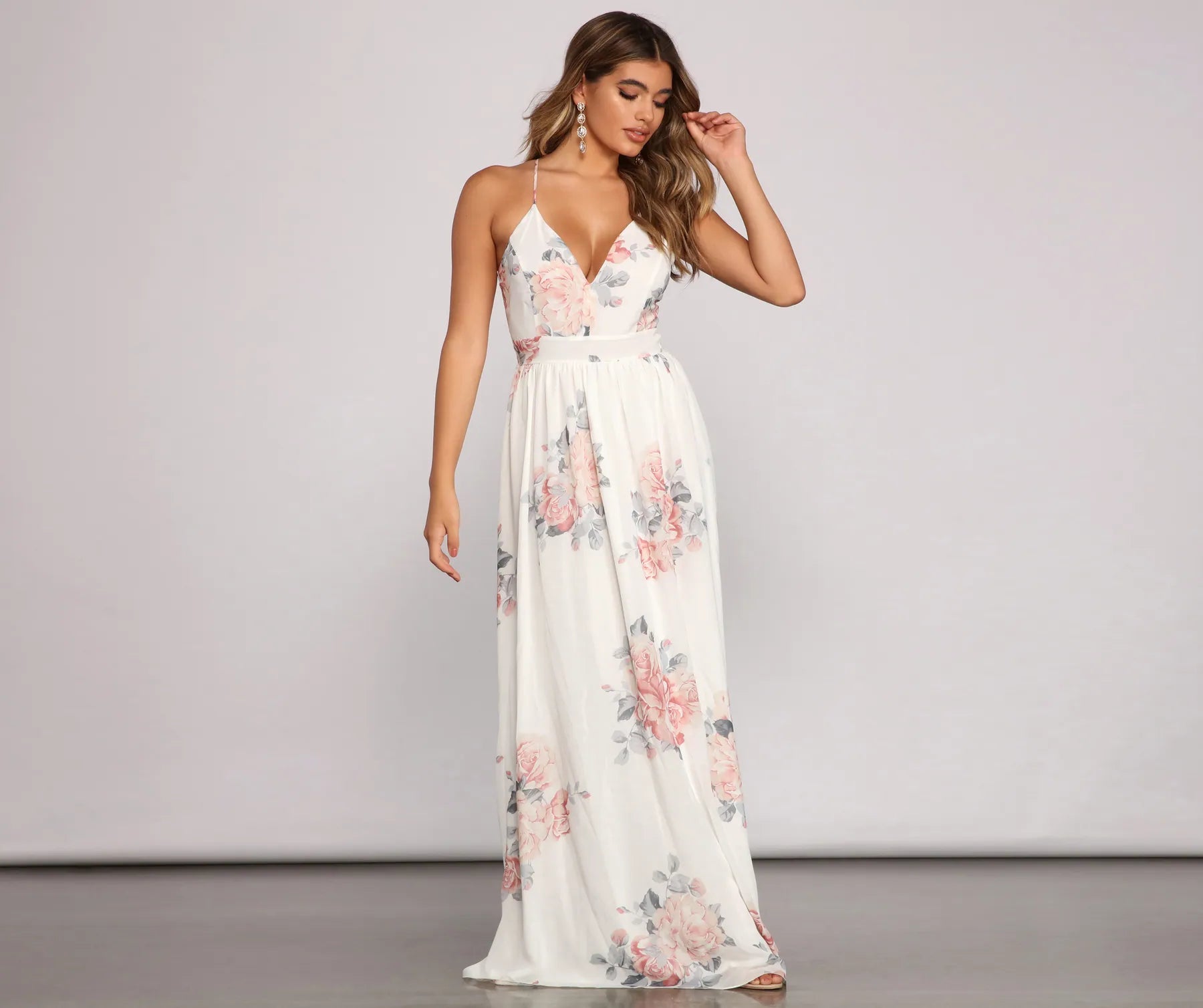 chiffon maxi dressesForever Gorgeous Floral Chiffon Maxi Dress