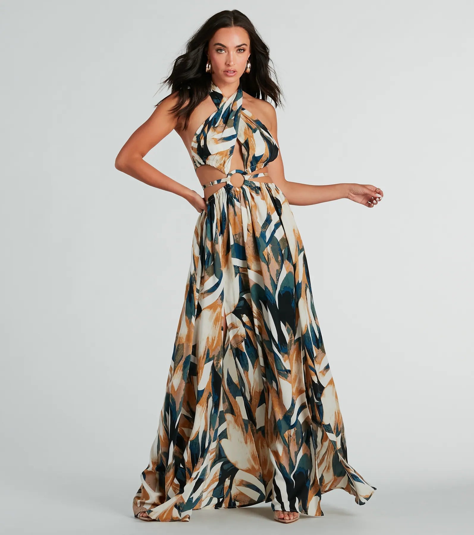 maxi dresses for everyday wearDreamy Destination Cutout Tropical Print Maxi Dress