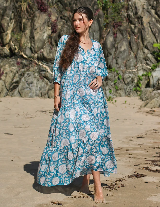 maxi dresses with high necklinesNeera Maxi in Sky Sunflower