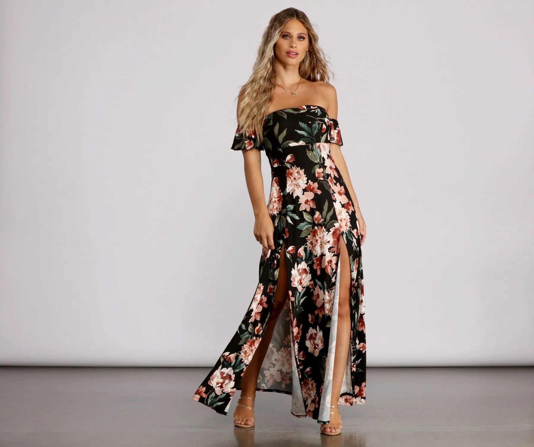 maxi dresses with flutter sleevesStuck on Floral Maxi Dress