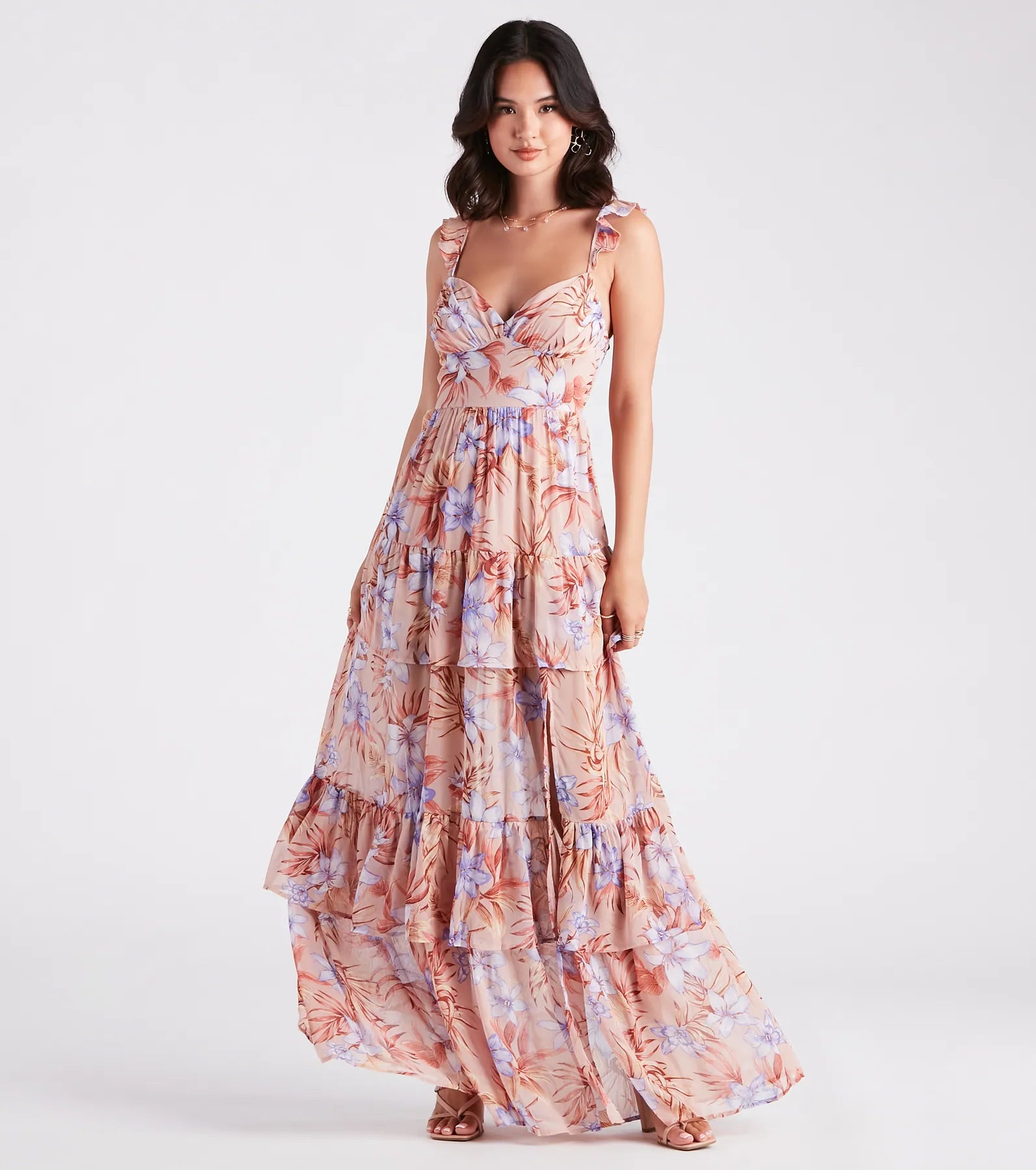 maxi dresses for casual FridaysEnchanting Entrance Chiffon Floral Maxi Dress