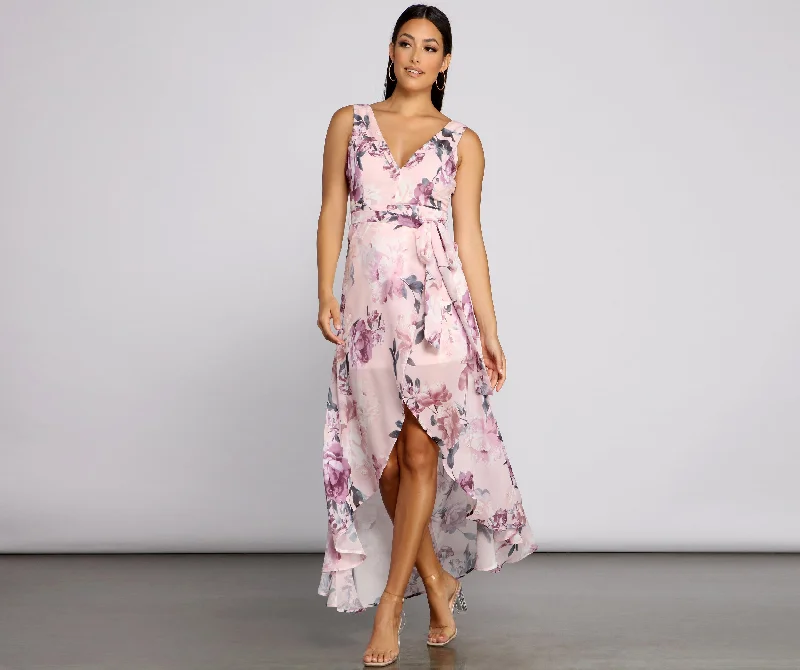 cotton maxi dressesWrapped In Romance Floral Chiffon Maxi Dress