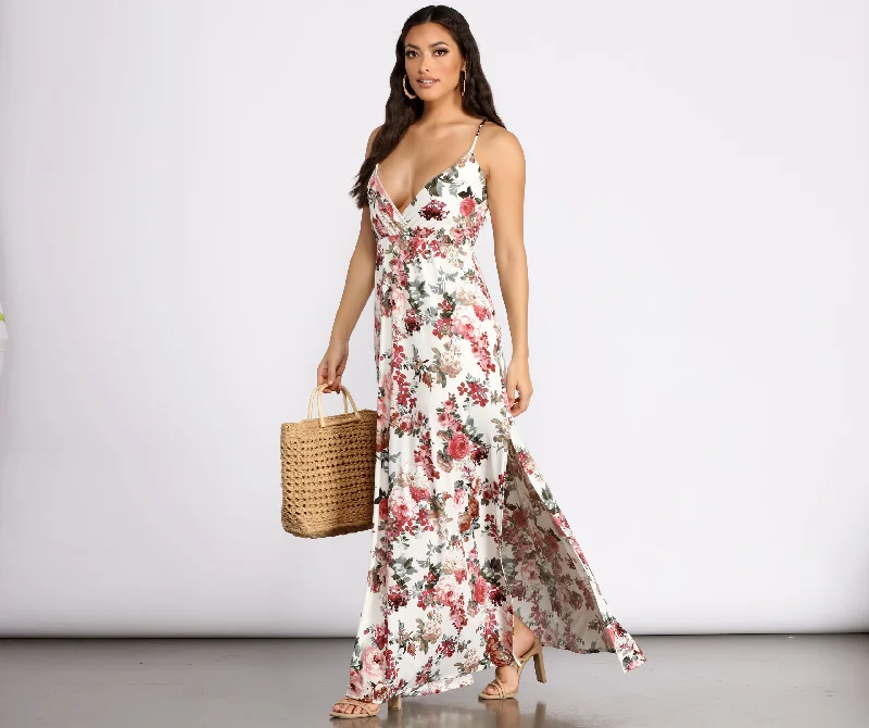 solid color maxi dressesFloral Moment Maxi Dress