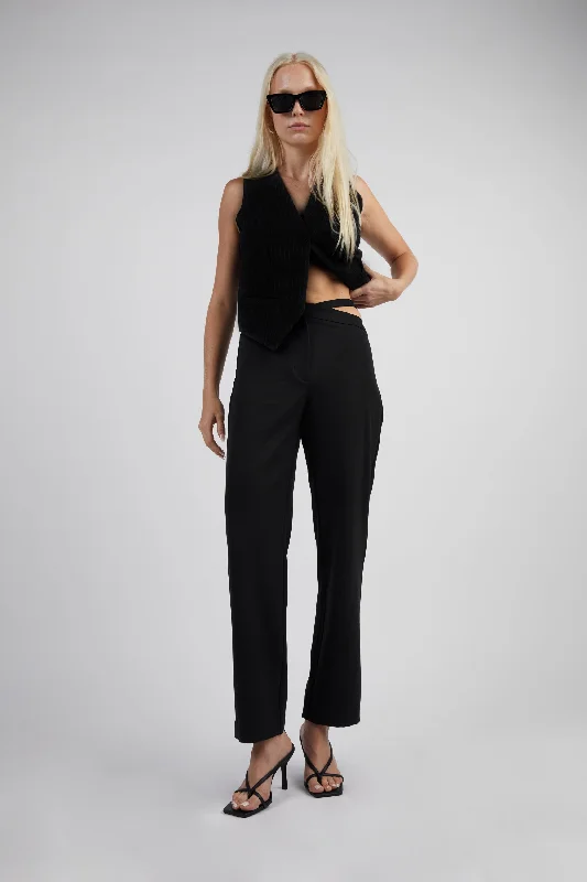 women's sustainable pantsASYMMETRIC WAIST PANT