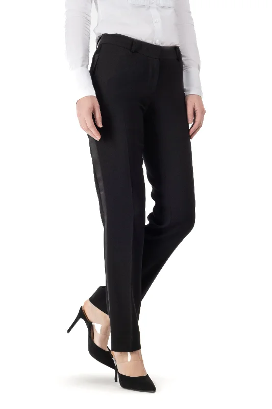 women's retro pantsBlack Slim Fit Tuxedo Pants w/ Satin Back Pocket