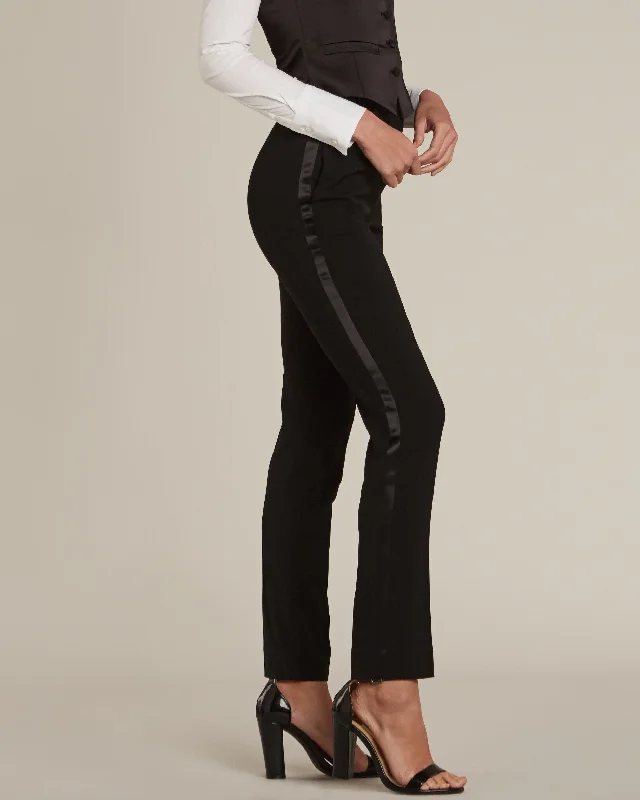 women's silk pantsBlack Slim Fit Tuxedo Pants