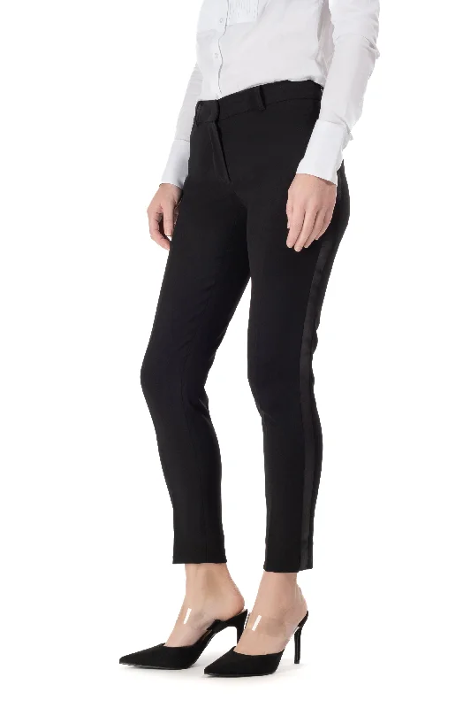 women's classic pantsBlack Ultra Slim Fit Tuxedo Pants w/ Satin Back Pocket