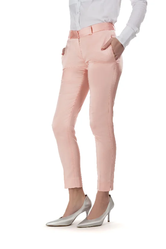 women's affordable pantsBlush Pink Satin Ultra Slim Fit Tuxedo Pants w/ Satin Back Pocket