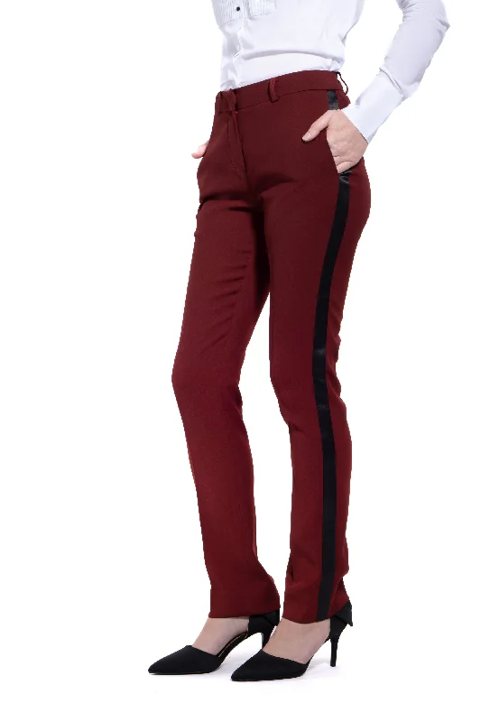 women's bootcut pantsBurgundy & Black Slim Fit Tuxedo Pants