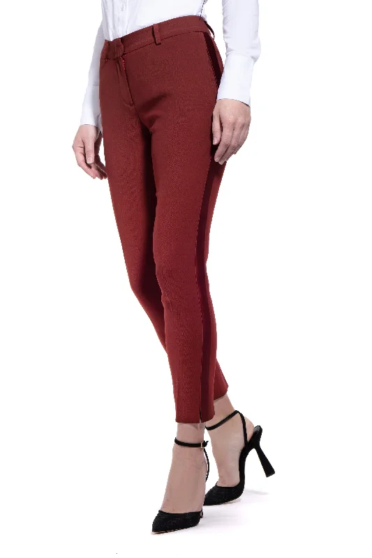 women's straight-leg pantsBurgundy Ultra Slim Fit Tuxedo Pants