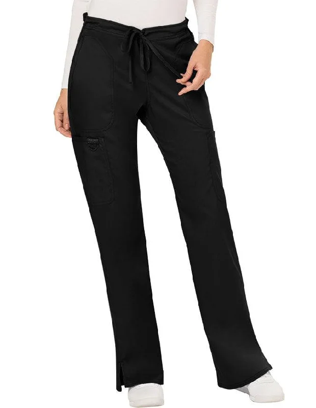 women's reversible pantsCherokee Workwear Revolution Women's Mid Rise Moderate Flare Drawstring Petite Pant