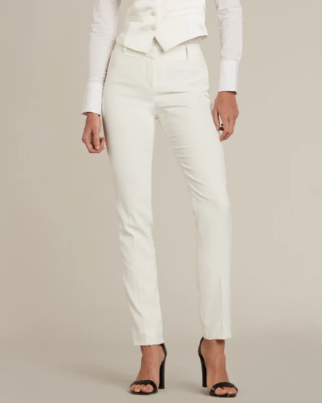 women's spandex pantsPearl White Slim Fit Tuxedo Pants